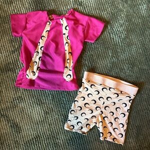 Pink Top and Patterned Shorts Set